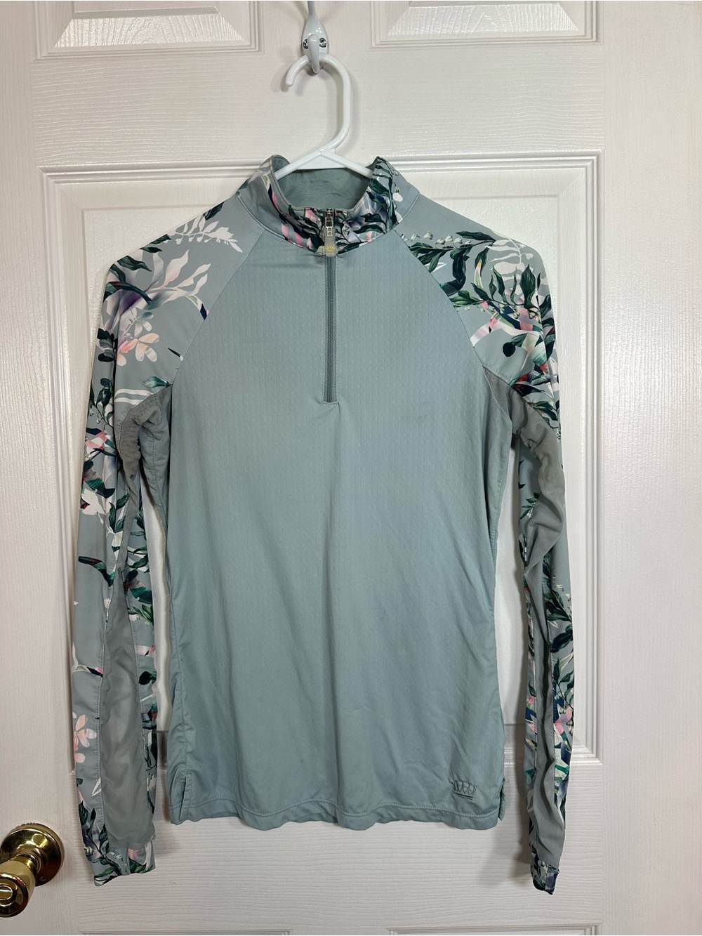 Kastel Sun Shirt 1/4 zip Seafoam with Floral Sleeves Xsmall